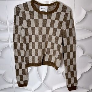 Nanushka Feline Check Sweater Brown, X-Small (bbb)